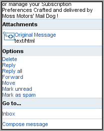 Y!Mail Beta - Message Menu