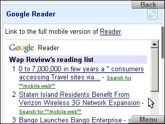 Google Reader in iGoogle on Skyfire