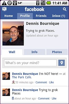 Facebook Wall With Place - Android Browser 