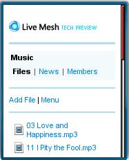 Live Mesh Mobile Web Interface