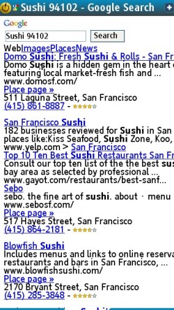 Google Sushi Results