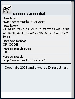 ZXing Decoded Bar Code