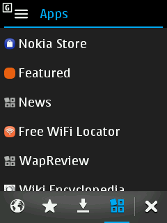 Nokia S40 - Web Apps Menu
