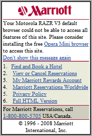 Marriot's Opera Mini Message