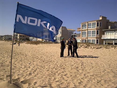 Flying the Nokia Flag On Sunset Beach 