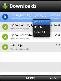 Opera Mobile 10 Beta 2 - Download Manager Opera Mobile 10 Beta 2 - Download Manager