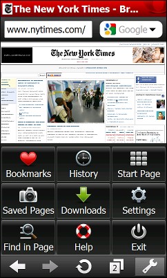 Opera Mini 5.1 For Windows Mobile - Main Menu 