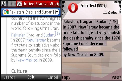 Opera Mini 5 Pasting Text 