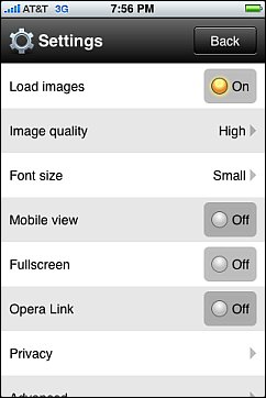 Opera Mini Settings