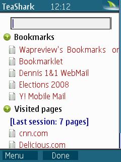 TeaShark Home page with persistent history.