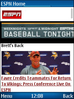 UC Browser 7.2 - ESPN