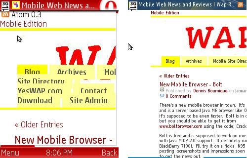 Opera Mini vs Bolt - Overlapping Text