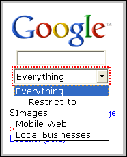 Search dropdown