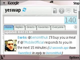 TwitterGadget in iGoogle on S60 WebKit