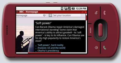 T-Mobile G1 running Opera Mini