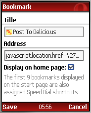  Opera Mini Add Bookmark screen 