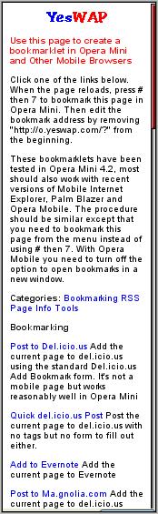Opera Mini Bookmarklets