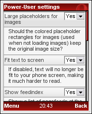 Opera Mini Config Screen