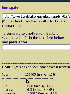 Opera Mobile 10.1 Beta 1 Sunspider Benchmark