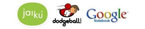 Jaiku, Dodgeball and Google Notebook logos