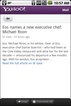 Yahoo Mobile Beta - News Excerpt
