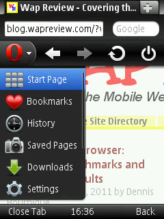 Opera Mobile 11 Menu on Nokia N95 Opera Mobile 11 Menu on Nokia N95