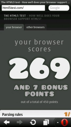 Opera Mobile 11.1 HTML5Test.com Result Opera Mobile 11.1 HTML5Test.com Result