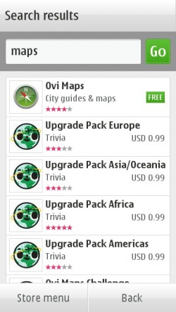 Ovi Maps in Ovi Store