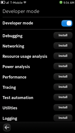 Nokia N9 - Developer Mode Toggle