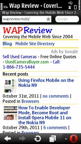 Opera Mini 6.5 (Symbian) Status Bar and Bookmark Star