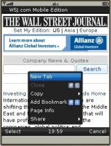 UC Browser 8.0 Java "1" Key/Long Press  Context Menu Menu