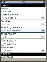 UC Browser 8.0 Java- Settings Screen