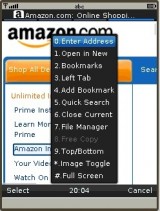 UC Browser 8.0 Java Shortcut Menu