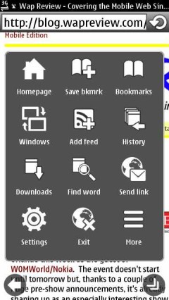 Nokia Anna Browser - Main Menu and On Screen Buttons Nokia Anna Browser - Main Menu and On Screen Buttons