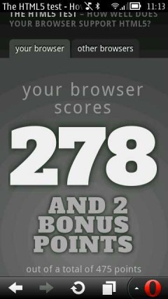 Opera Mobile 12 (Symbian) HTML5Test