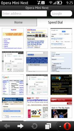Opera Mini Next Symbian Update 1  - Speed Dials