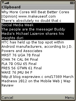 UC Browser 8.2 Clipboard