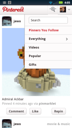 Pinterest - Search and Browse Menu Pinterest - Search and Browse Menu