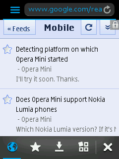 Nokia S40 - Top navigation bar and bottom menu bar