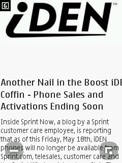Nokia S40 Browser - Zoomed in on prepaidphonenews.com desktop site