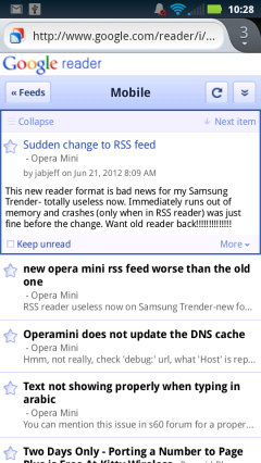 Firefox Mobile 14 - GoogleReader