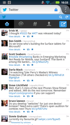 Firefox Mobile 14 - Twitter