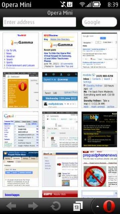 Opera Mini 7.0 Update 2 for Symbian - Speed Dial Screen