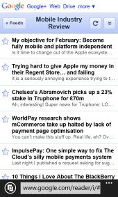 Mobile IE10 - Google Reader
