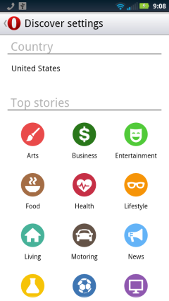 Opera Webkit Beta NY Google Discover Page Settings