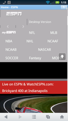 UC Browser Mini 8.6 - ESPN